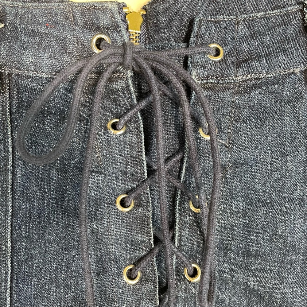 Umgee Lace Up Denim Mini Skirt - Picture 5 of 5